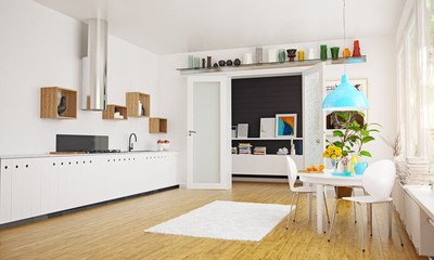 modern scandinavian kitchen room design.