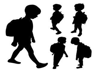 a student boy body collage silhouette vector