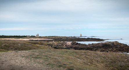 remnant of a foghorn, a semaphore and a boat anchor at Pointe du But on Yeu Island