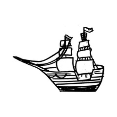 sketche of ship with sails