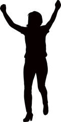 woman raised her arms, silhouette vector