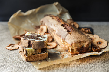 Homemade cake with cocoa.