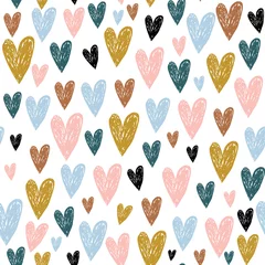 Wall murals Scandinavian style Seamless childish pattern with hand drawn hearts.Creative scandinavian kids texture for fabric, wrapping, textile, wallpaper, apparel. Vector illustration