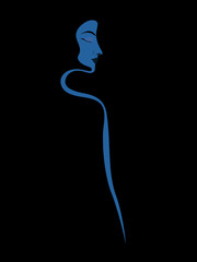 Female silhouette on dark background