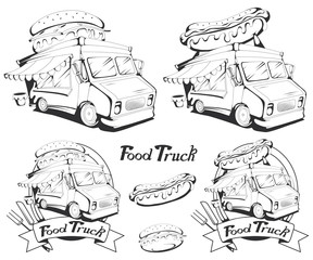 fast food truck vector set, vector graphic to design