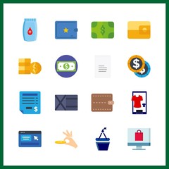 16 payment icon. Vector illustration payment set. coins and penny icons for payment works