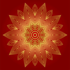 Ornamental Round Lace. Sacred Oriental Mandala. Color Floral Ornament. Modern Decorative Vector Illustration. Luxury red gold color