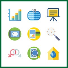 9 businessman icon. Vector illustration businessman set. step ladder and genders icons for businessman works