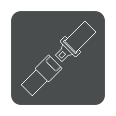 Icono plano lineal cinturón de seguridad en cuadrado color gris