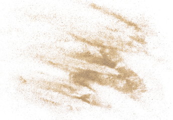 Sand pile, desert dune isolated on white background and texture, with clipping path, top view