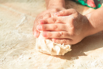 Children's hands mold dough - 251556123