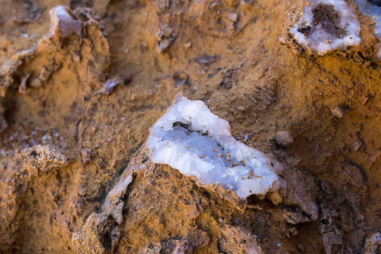 Detail of the salt crystals on the rock