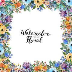 Watercolor Flower Border