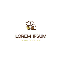 Dog Animal Coffee Leaf Creative Vector Logo Design