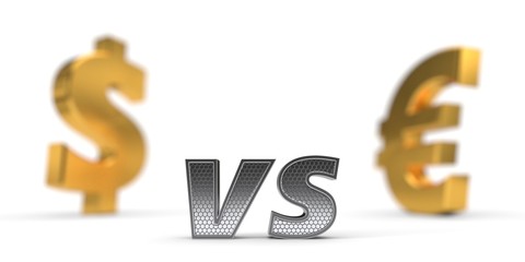 economic war concept. dollar versus euro. 3d illustration