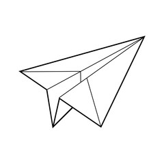 Icono plano lineal avión de papel en color negro