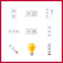 9 switch icon. Vector illustration switch set. socket and turned off icons for switch works