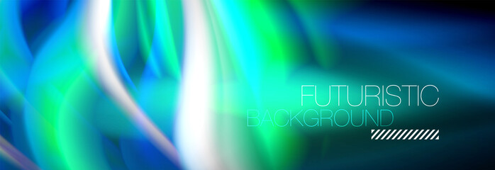 Fluid colors mixing glowing neon wave background, holographic texture