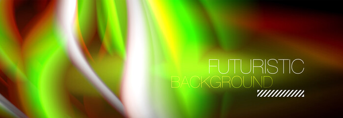 Fluid colors mixing glowing neon wave background, holographic texture
