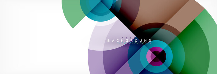 Fototapeta premium Minimal geometric circles and triangles abstract background, techno modern design, poster template