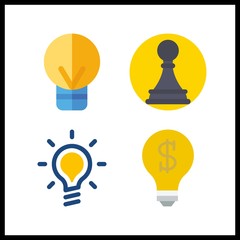 4 metaphor icon. Vector illustration metaphor set. idea and pawn icons for metaphor works