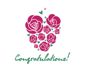Congratulations Rose heart and handwritten greeting text