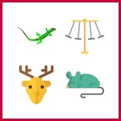 4 animal icon. Vector illustration animal set. lizard and rides icons for animal works