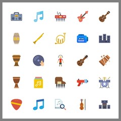 25 musical icon. Vector illustration musical set. guitar pick and vinyl icons for musical works