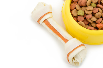 Dog bone and kibbles