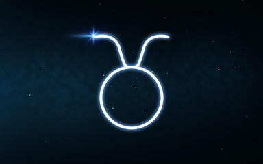 astrology and horoscope - taurus sign of zodiac over dark night sky and stars background © Syda Productions
