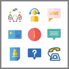 9 contact icon. Vector illustration contact set. info and telemarketer icons for contact works