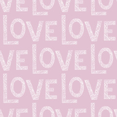   Love the lettering seamless pattern ethnic style hand drawn. Vector illustration.