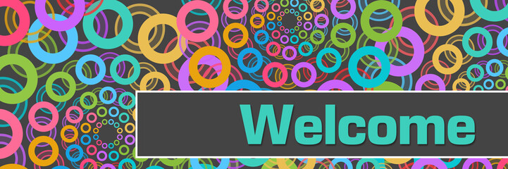 Welcome Grey Colorful Rings Circles 