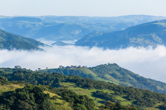 Zulu Tribal Homes Scenic Valleys Thousand Hills Morning Mist