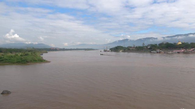 The confluence of the Ruak and Mekong rivers. The Golden triangle, Southeast Asia