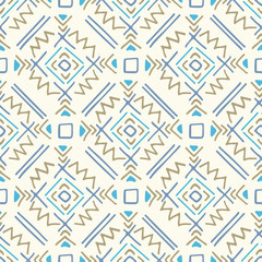 Boho ethnic ornament tribal art print. Seamless pattern, hand drawn. Vector illustration.