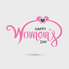 Pink Happy International Women's Day Typographical Design Elements.Women's day symbol. Minimalistic design for international women's day concept.Vector illustration