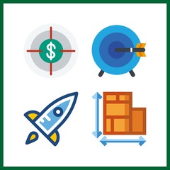 4 strategy icon. Vector illustration strategy set. target and startup icons for strategy works