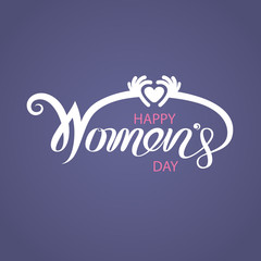 Pink Happy International Women's Day Typographical Design Elements.Women's day symbol. Minimalistic design for international women's day concept.Vector illustration