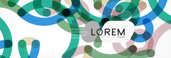 Curly lines abstract background, color overlapping linear texture