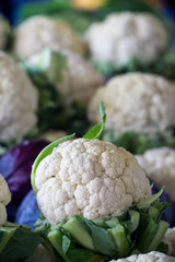 As shot fresh cauliflower photo at market place