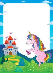 Unicorn near castle theme frame 4