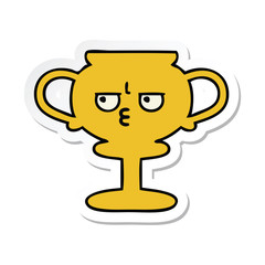 sticker of a cute cartoon trophy