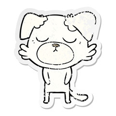 distressed sticker of a cute cartoon dog