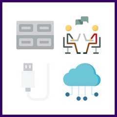 4 media icon. Vector illustration media set. chatting and usb icons for media works