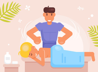 Back massage Vector. Cartoon. Isolated art Flat