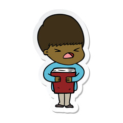 sticker of a cartoon stressed man