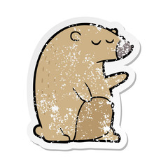 distressed sticker of a cartoon bear