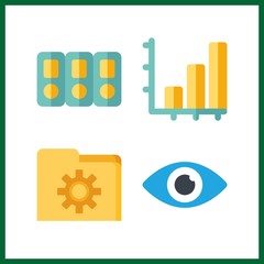 4 visual icon. Vector illustration visual set. vision and folders icons for visual works