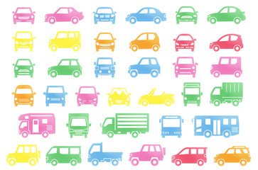 Fototapeta premium シンプルな車の正面と横(水彩風)